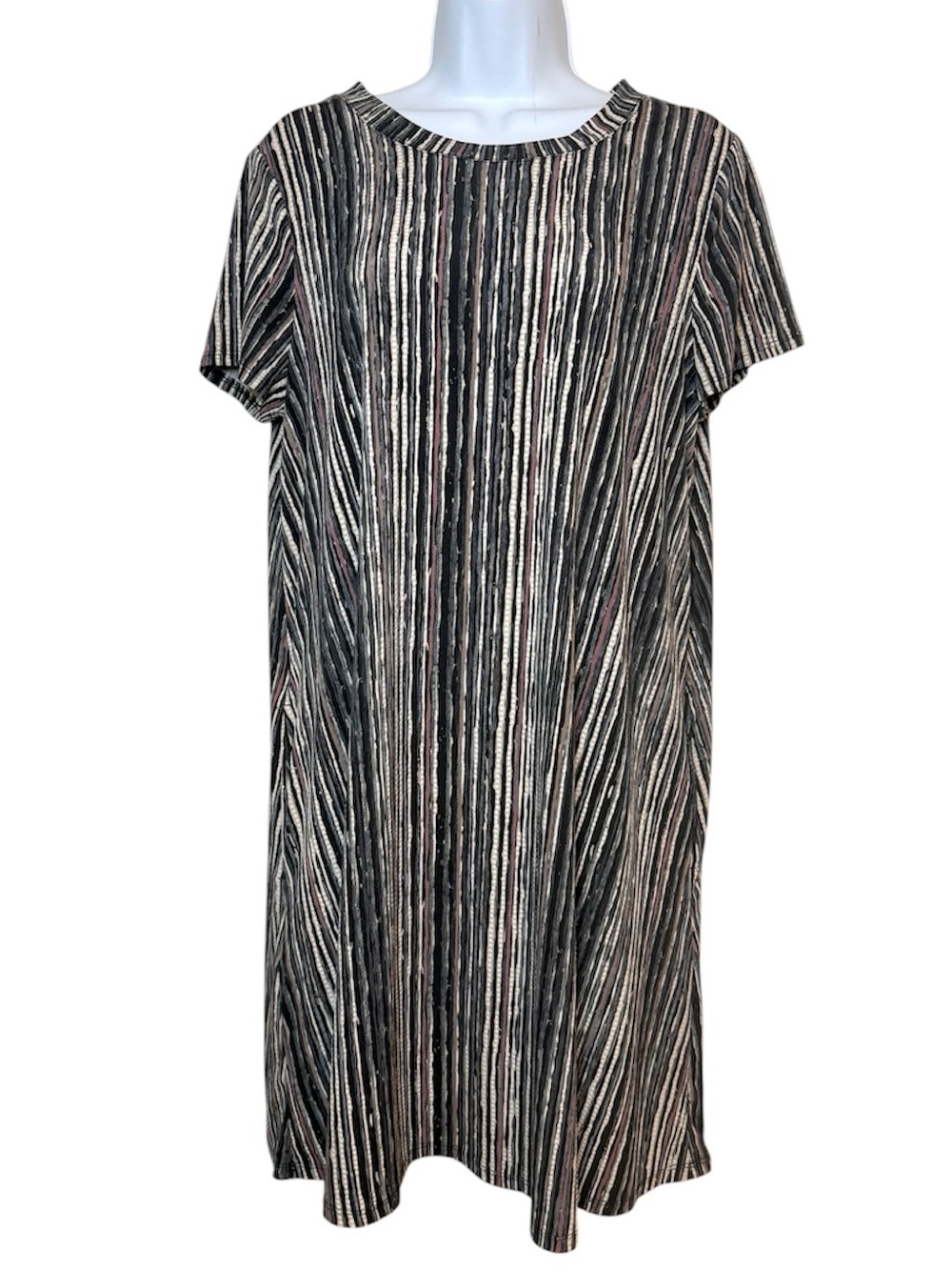 Apt 9 Stripe Swing Dress Short Sleeve A-line Pockets Crewneck Knee Length